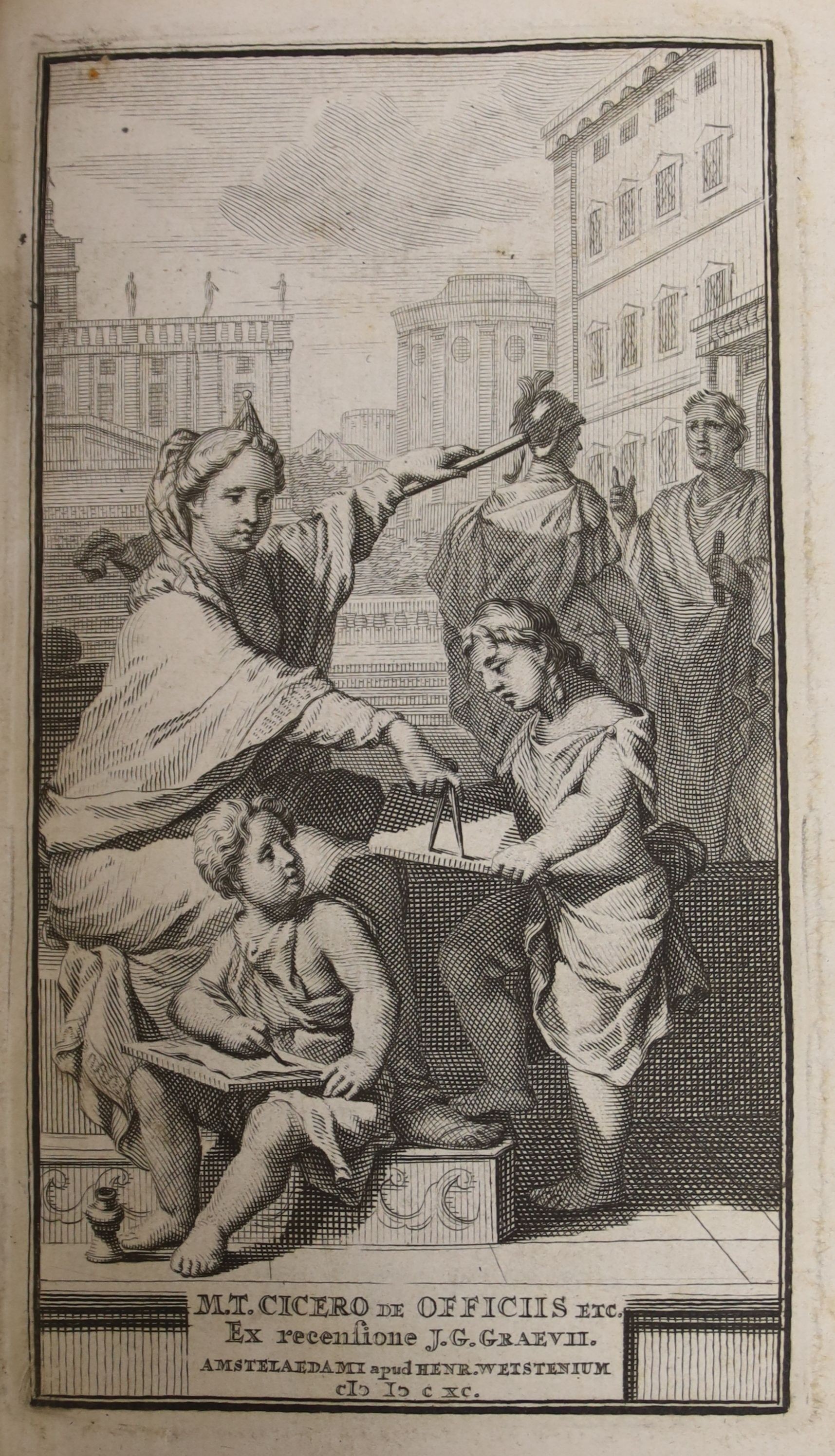 Old Leather- mainly Greek and Latin texts, 17th and 18th century, includes Ennius, Poetae Vetustissimi Fragmenta. (Amsterdam, 1707); Lipsius, Politicorum sive Civilis Doctrinae Vesalie Clivorum (1671); and 14 others, sol